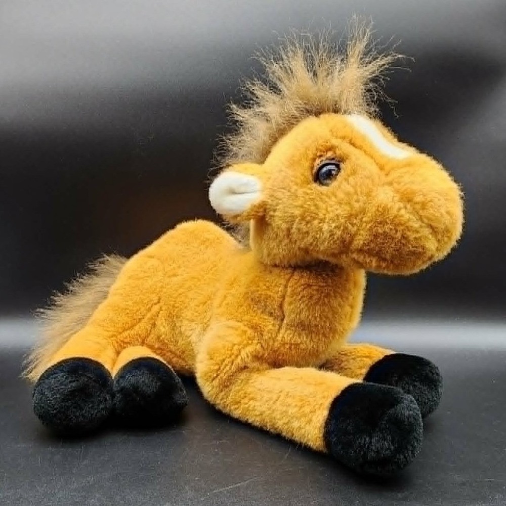 Kuddle Me Toys Brown Horse Plush Fuzzy Mane Pony Western Farm Diff. Color Eyes